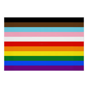 Póster La bandera del orgullo de once franjas de Slippery