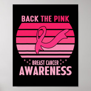 Póster La bandera estadounidense con cinta rosa para la c