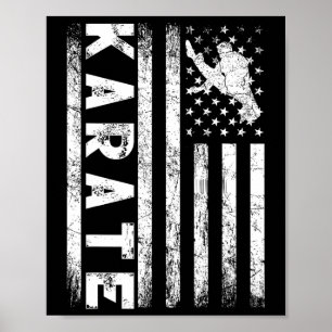 Póster La bandera estadounidense Karate Vintage la Noveda