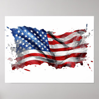 Póster La bandera estadounidense: símbolo de la libertad