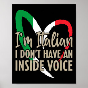 Póster La Bandera Graciosa De Italia Soy Italiana No Teng