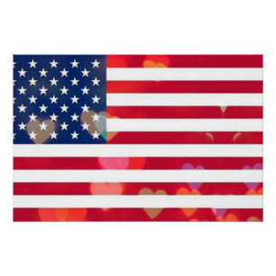 Póster La bandera patriótica vintage de Estados Unidos co
