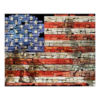 Póster La bandera patriótica vintage de Estados Unidos en