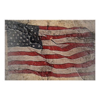 Póster La bandera patriótica vintage de Estados Unidos en