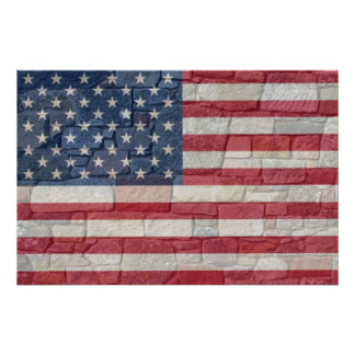 Póster La bandera patriótica vintage de Estados Unidos en