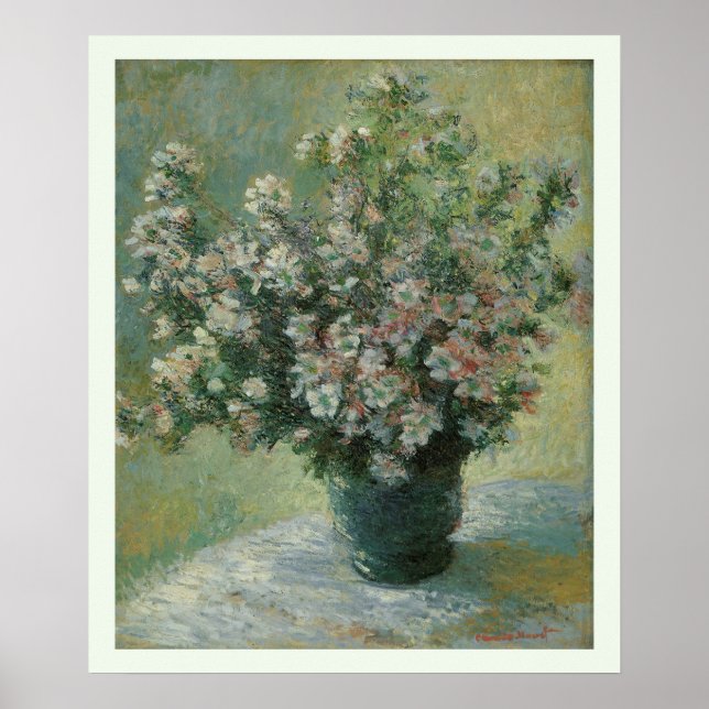 Póster La barrera de flores de Claude Monet (Frente)