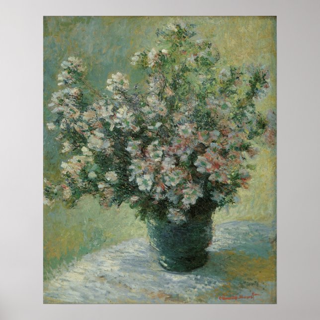 Póster La barrera de flores de Claude Monet (Frente)