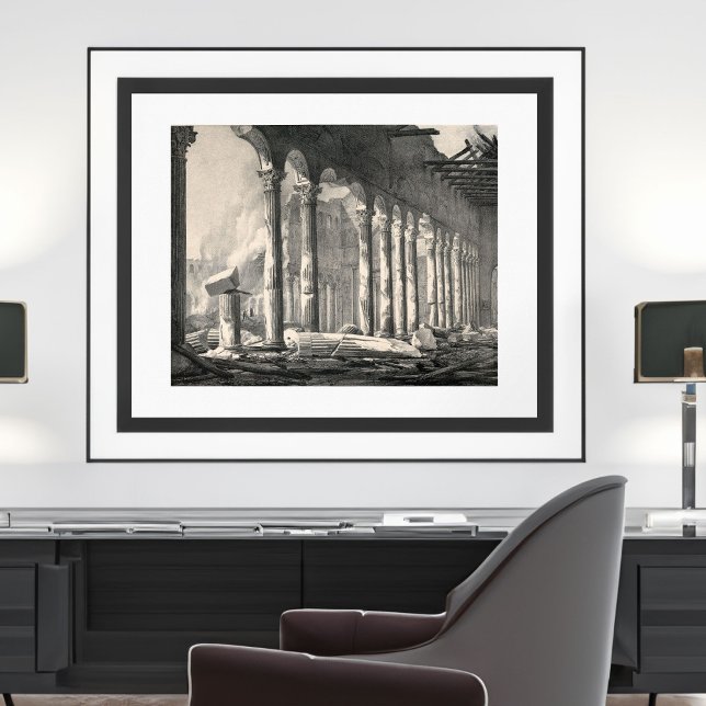 Póster La Basílica de Roma de San Pablo después del incen (Frame not included.)