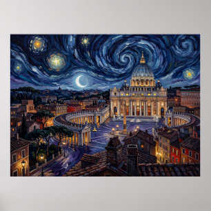 Póster La Basílica de San Pedro del Vaticano bajo el ciel