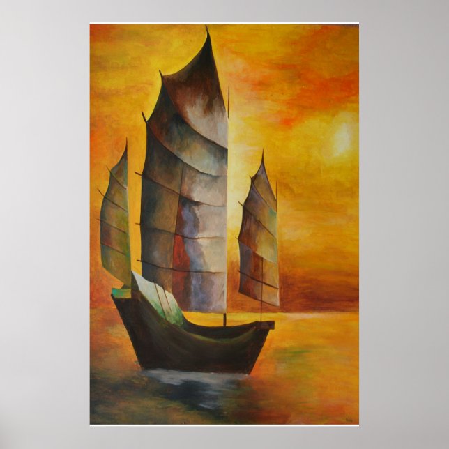 Póster La basura china en ocre y amarillo (Frente)