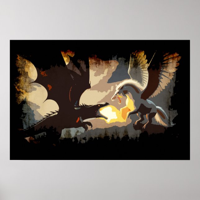 Póster La Batalla Comienza - Dragón vs Pegasus (Frente)
