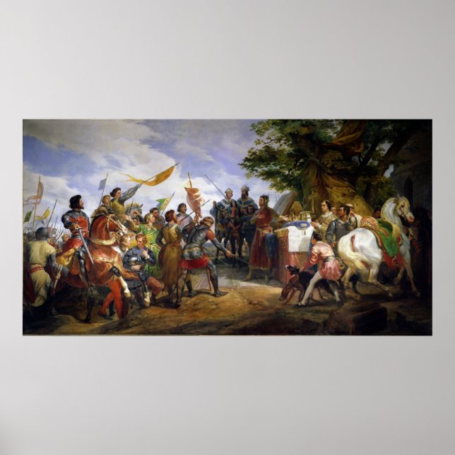 Póster La batalla de Bouvines, 27 de julio de 1214, 1827 (Frente)