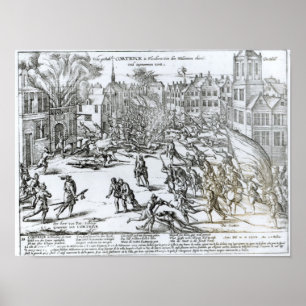 Póster La batalla de Courtrai entre el francés