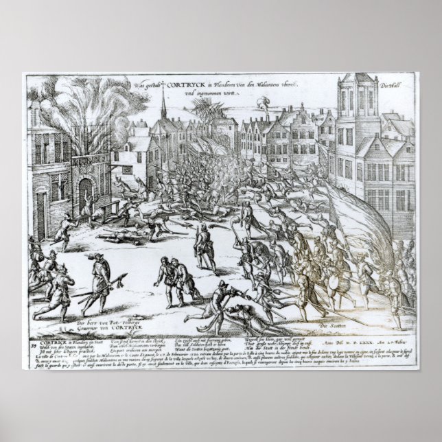 Póster La batalla de Courtrai entre los franceses (Frente)