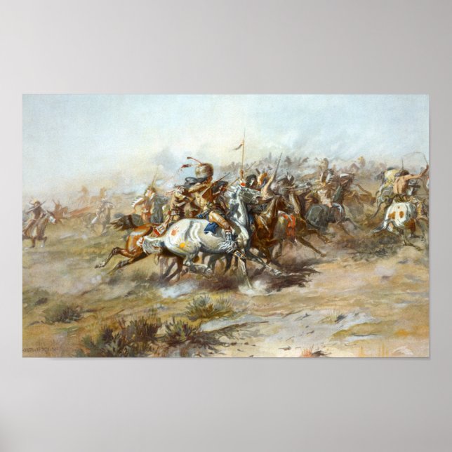 Póster La batalla de Custer contra Charles Marion Russell (Frente)
