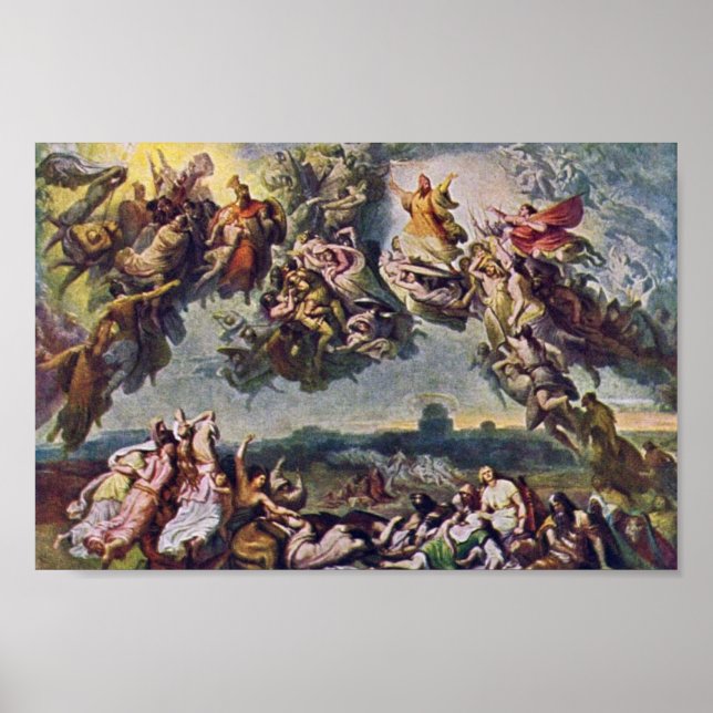 Póster La Batalla De Los Hombres Por Wilhelm Von Kaulbach (Frente)