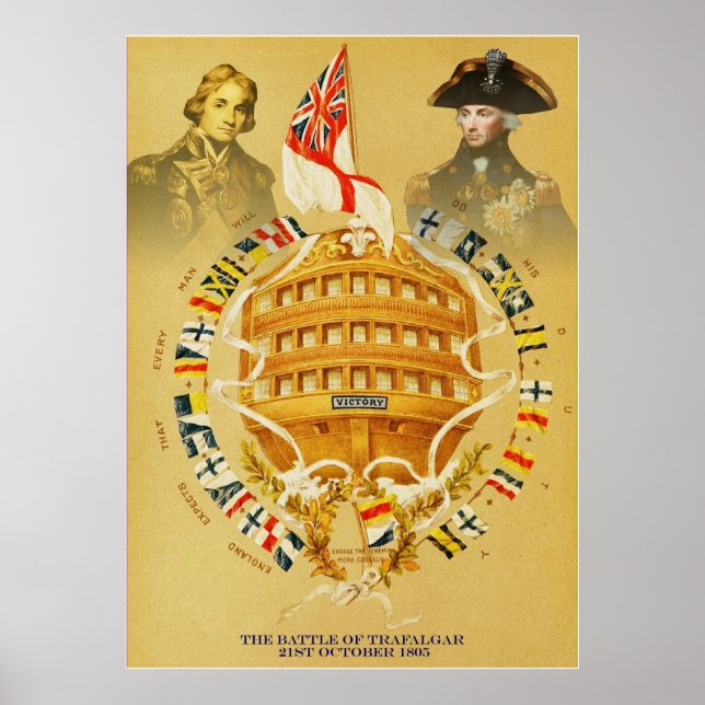 Póster La Batalla De Trafalgar ~ Collage Bella Artes Vint (Frente)