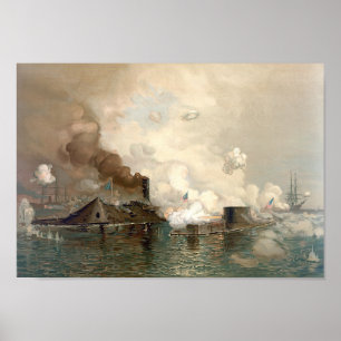 Póster La batalla del monitor y el Merrimac por las carre