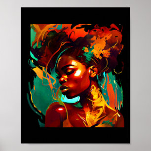 Póster La bella pintura negra de una mujer afroamericana