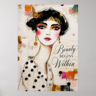 Póster La belleza comienza dentro elegante femenino