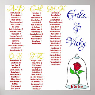 Póster La belleza y la carta de asientos de la bestia