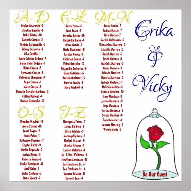 Póster La belleza y la carta de asientos de la bestia (Frente)