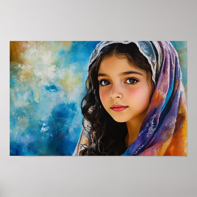Póster La bendita Virgen María como joven Chica (Frente)
