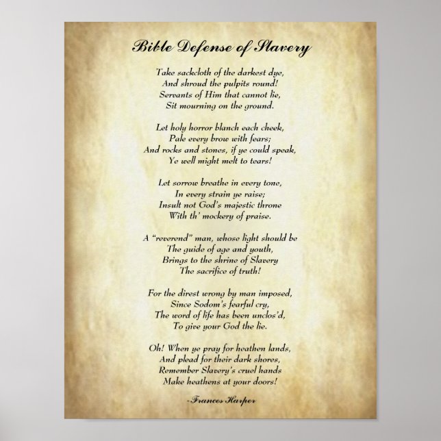 Póster La Biblia Africana defiende la esclavitud (Frente)