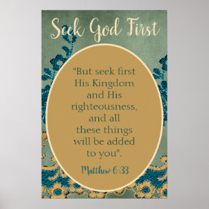 Póster La Biblia busca a Dios primero floral