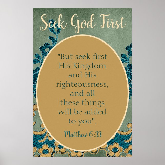 Póster La Biblia busca a Dios primero floral (Frente)