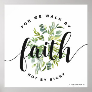 Póster La Biblia Cristiana de la Cruz Floral Moderna