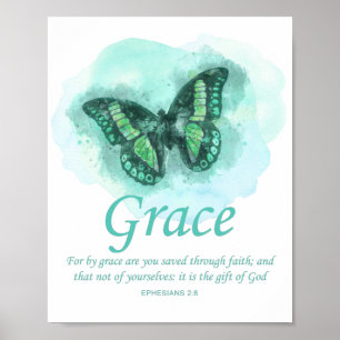 Póster La Biblia Cristiana Mariposa de Mujeres Verse: Gra