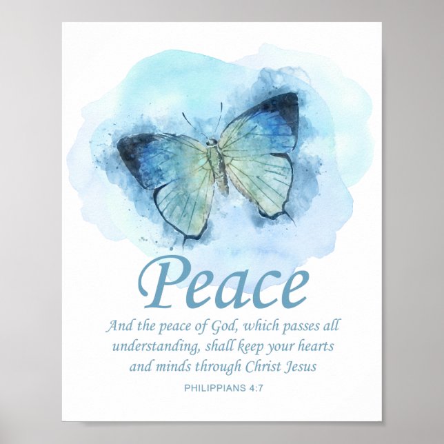 Póster La Biblia Cristiana Mariposa de Mujeres Verse: Paz (Frente)