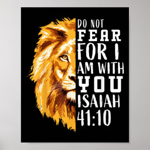 Póster La Biblia Cristiana Verse dice Miedo a los Leones