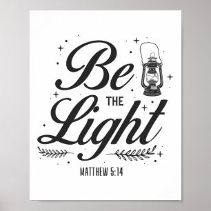 Póster La Biblia Cristiana Verse El Mateo Luz 5:14