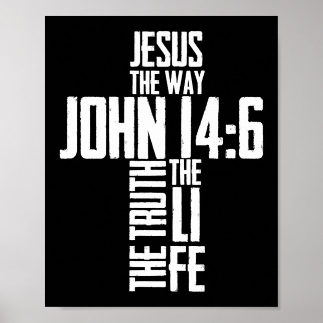 Póster La Biblia Cristiana Verse Jesús como Juan 14:6 (Frente)