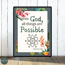 Póster La Biblia Floral Verso con Dios Todas Las Cosas So