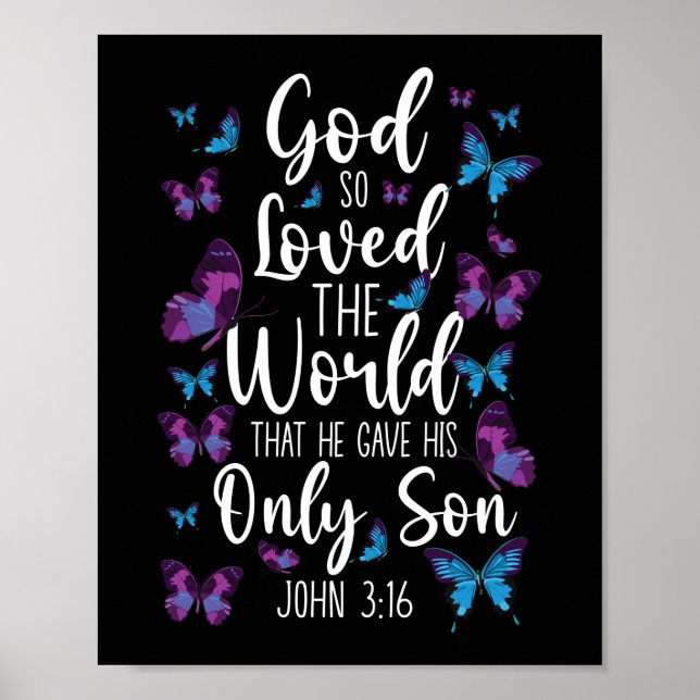 Póster La Biblia Verse Dios Tan Amado El Mundo Que Dio (Frente)