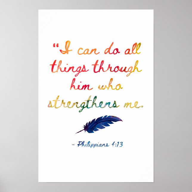 Póster La Biblia Verse para ser fuerte - Phil. 4:13 (Frente)