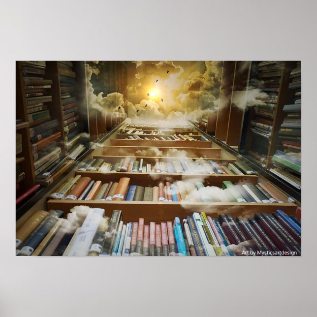 Póster La biblioteca mística hacia los cielos (Frente)