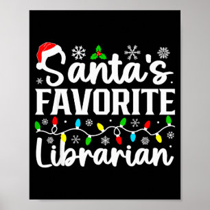 Póster La bibliotecaria favorita de Santa divertida Navid