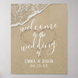 Póster La bienvenida a la boda de la playa de arena