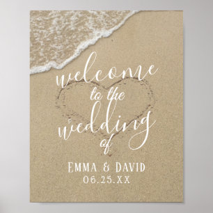 Póster La bienvenida a la boda de la playa de arena