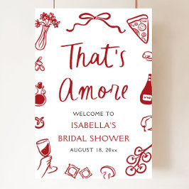 Póster La bienvenida a la ducha de novia roja italiana