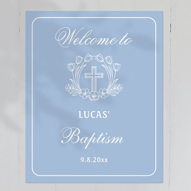 Póster La bienvenida a la simple cruz floral en el bautis (Subido por el creador)