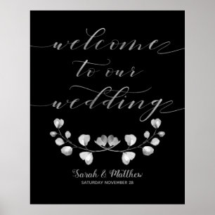 Póster La Bienvenida A Nuestro Boda De La Verde Negro Y P