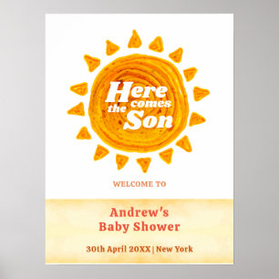 Póster La bienvenida Neutral Here Come Boho Baby Shower