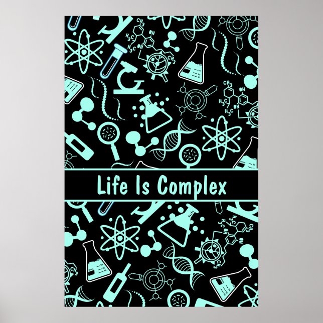 Póster la bioquímica azul acuática moderna es compleja (Frente)