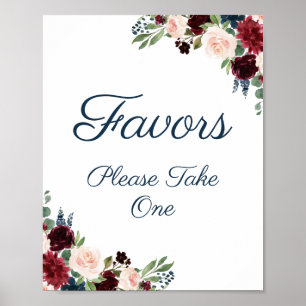 Póster La boda floral de Navy Marsala favorece el Rótulo