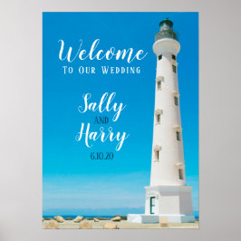 Póster La boda personalizada de destino del faro de Aruba